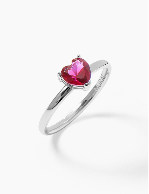 Bague Sacré-Cœur Rouge argent