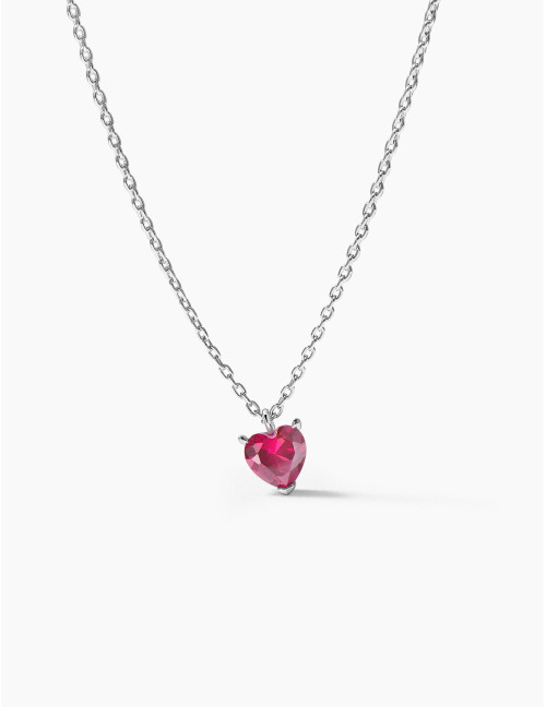 Collier Sacré-Cœur rouge argent