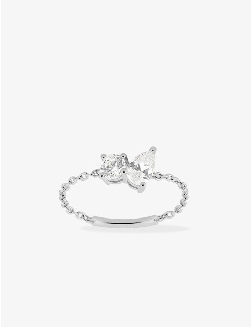 Bague chaîne Toi & Moi Twist argent