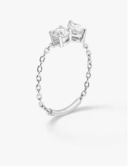 Bague chaîne Toi & Moi Twist argent