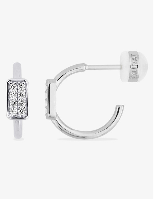 Boucles d'oreilles Les Pavés demi-créoles argent