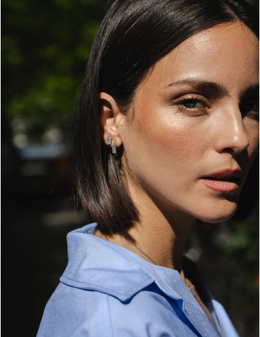 Boucles d'oreilles Les Pavés demi-créoles argent