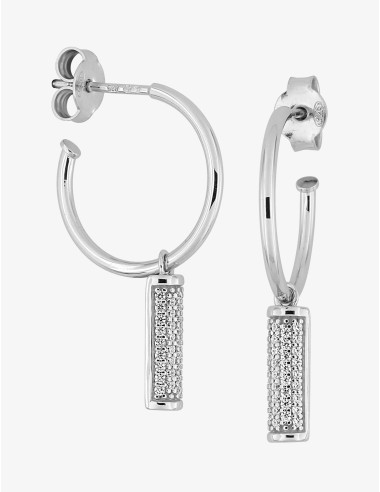 Boucles d’oreilles Graphique Baguette Pavé argent