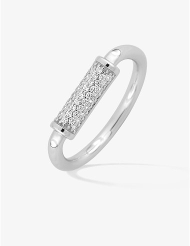 Bague Graphique Baguette Pavé argent