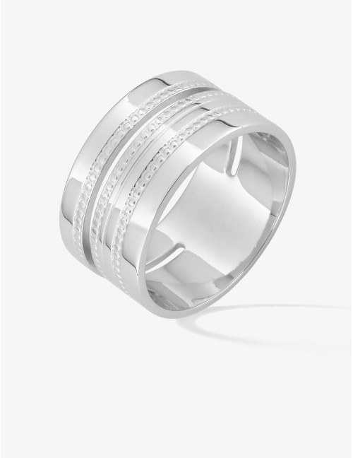 Bague Glamour Essence – Détails Perlés argent