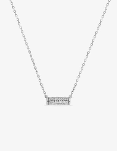 Collier Baguette Graphique Pavé argent