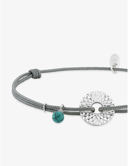 Bracelet Cordon Aventure Turquoise Argent