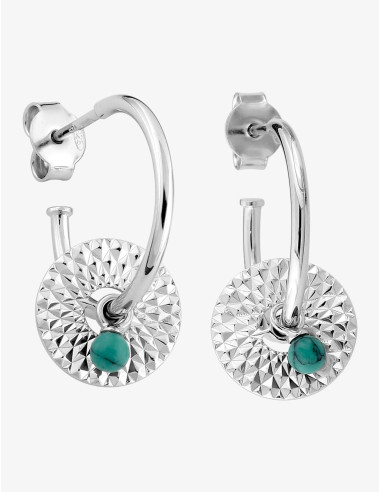 Créoles Soleil Aventure Turquoise Argent