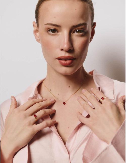 Bague Sacré-Cœur Rouge doré