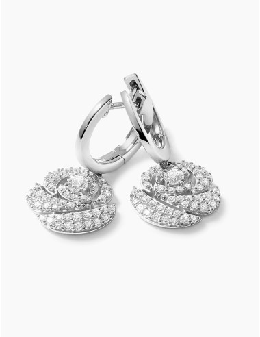Boucles d'oreilles La Rose Pavées argent