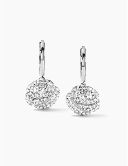 Boucles d'oreilles La Rose Pavées argent