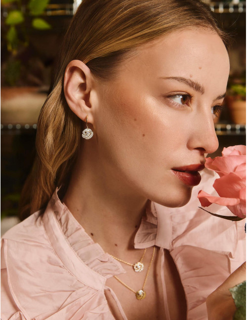 Boucles d'oreilles La Rose Pavées dorées