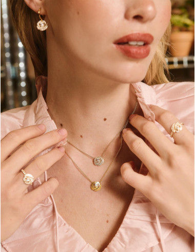 Collier La Rose Pavée dorée