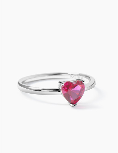 Bague Sacré-Cœur Rouge argent