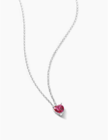 Collier Sacré-Cœur rouge argent
