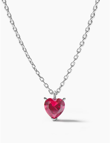 Collier Sacré-Cœur rouge argent