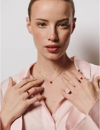 Collier Sacré-Cœur rouge doré