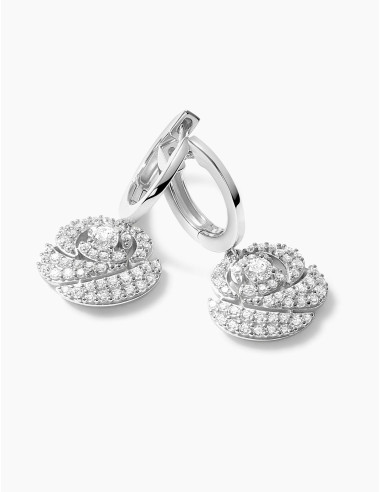 Boucles d'oreilles La Rose Pavées argent