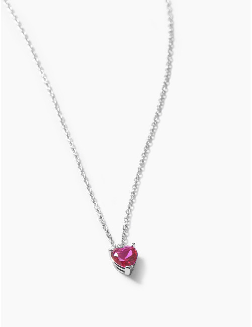 Collier Sacré-Cœur rouge argent