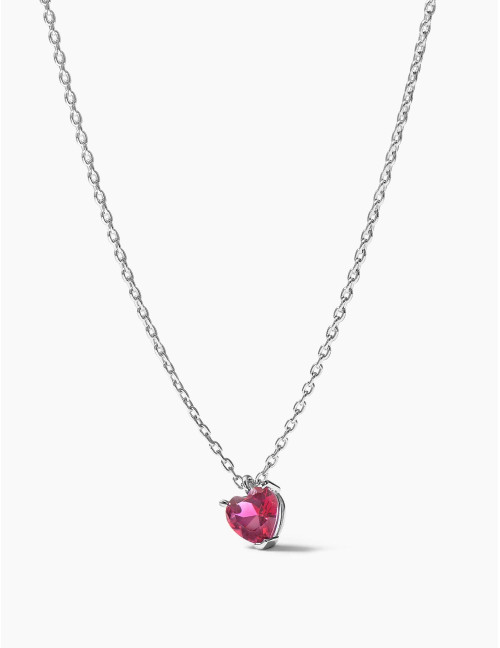 Collier Sacré-Cœur rouge argent