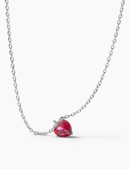 Collier Sacré-Cœur rouge argent