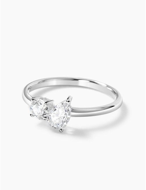 Bague Toi & Moi Twist argent