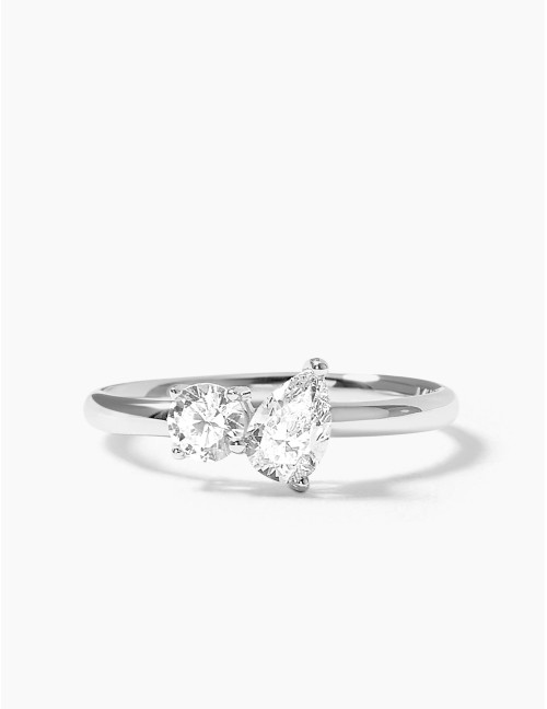 Bague Toi & Moi Twist argent