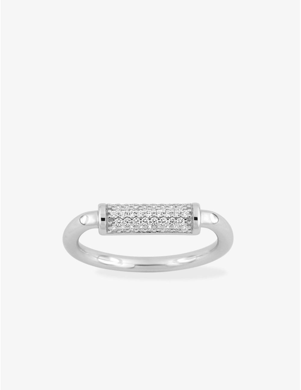 Bague Graphique Baguette Pavé argent