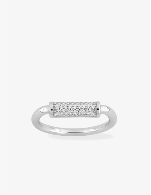 Bague Graphique Baguette Pavé argent