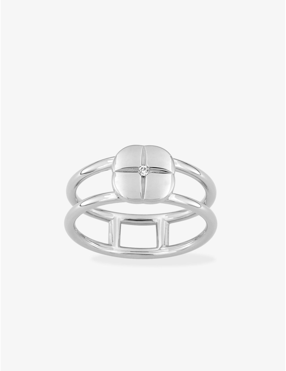Bague Icône Graphique Double argent