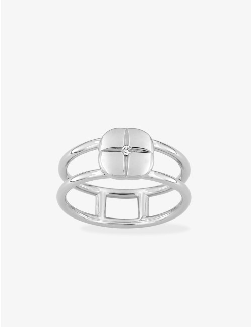Bague Icône Graphique Double argent