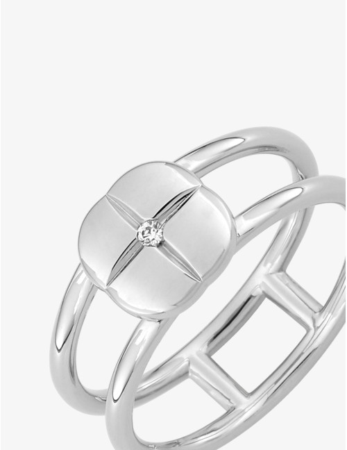 Bague Icône Graphique Double argent