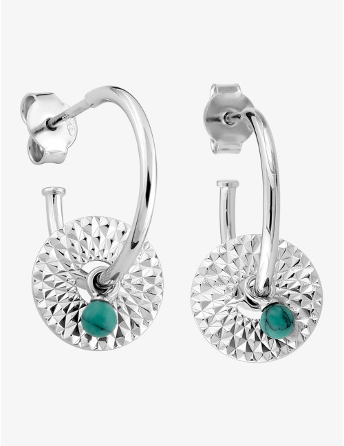 Créoles Soleil Aventure Turquoise Argent
