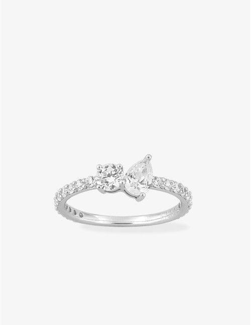Bague Toi & Moi Twist accompagnée argent