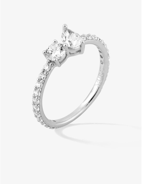 Bague Toi & Moi Twist accompagnée argent