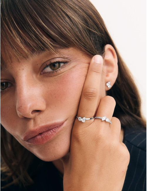Bague Toi & Moi Twist accompagnée argent