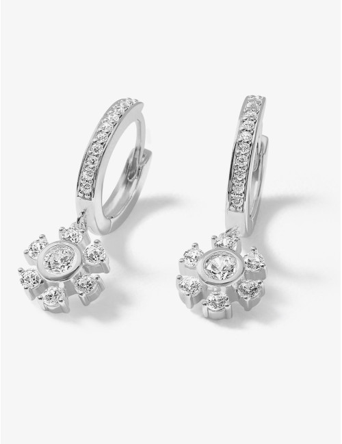 Boucles d’oreilles créoles Cristal d’Hiver argent