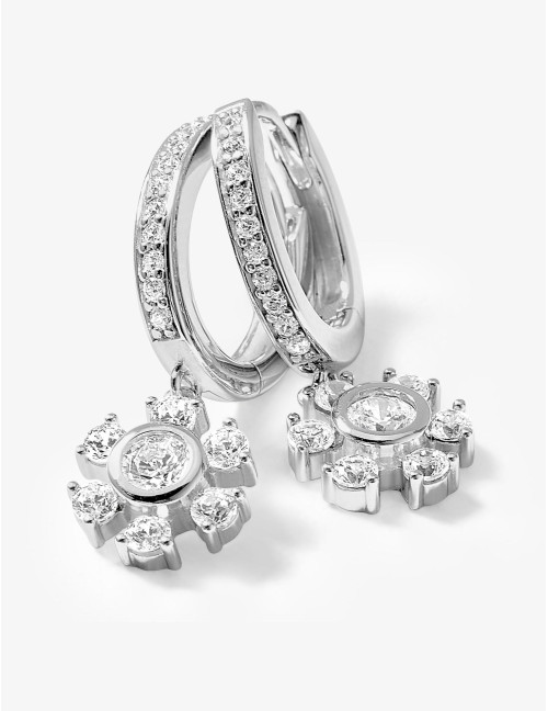 Boucles d’oreilles créoles Cristal d’Hiver argent