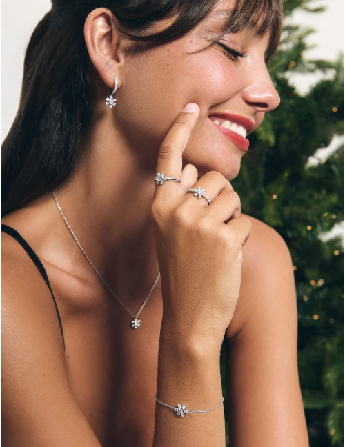 Boucles d’oreilles créoles Cristal d’Hiver argent