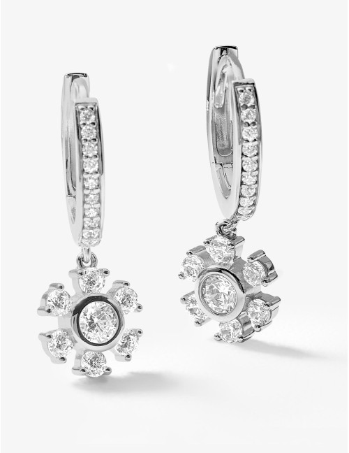 Boucles d’oreilles créoles Cristal d’Hiver argent