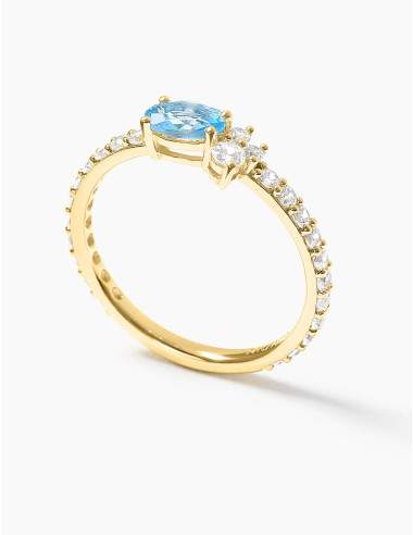 Bague Royale Twist Bleu Glacier Accompagnée Doré