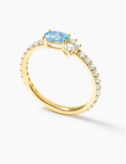 Bague Royale Twist Bleu Glacier Accompagnée Doré