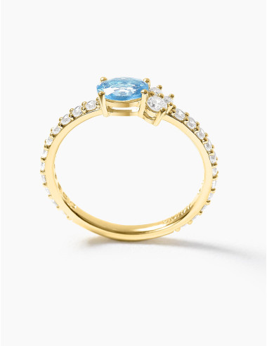 Bague Royale Twist Bleu Glacier Accompagnée Doré
