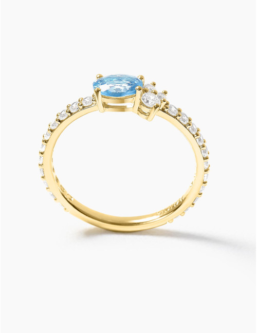 Bague Royale Twist Bleu Glacier Accompagnée Doré