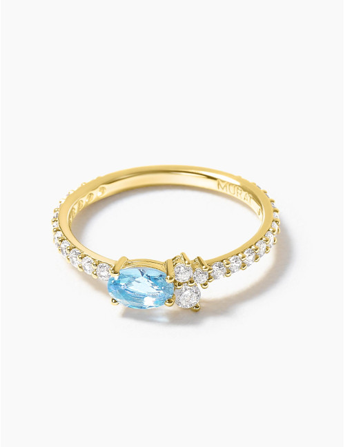 Bague Royale Twist Bleu Glacier Accompagnée Doré