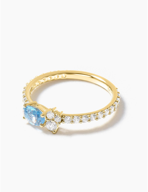 Bague Royale Twist Bleu Glacier Accompagnée Doré