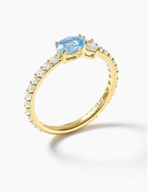 Bague Royale Twist Bleu Glacier Accompagnée Doré