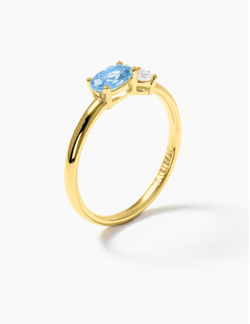 Bague Royale Twist Bleu Glacier Doré