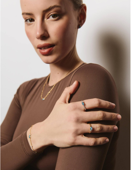 Bague Royale Twist Bleu Glacier Doré