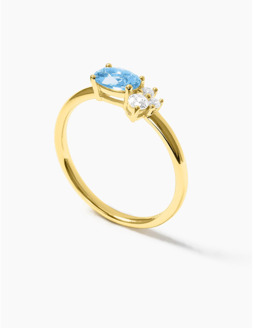 Bague Royale Twist Bleu Glacier Doré